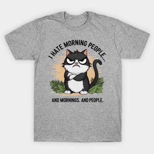 Funny Grumpy Morning Cat for Sarcastic Introverts who Hate Morning People T-Shirt